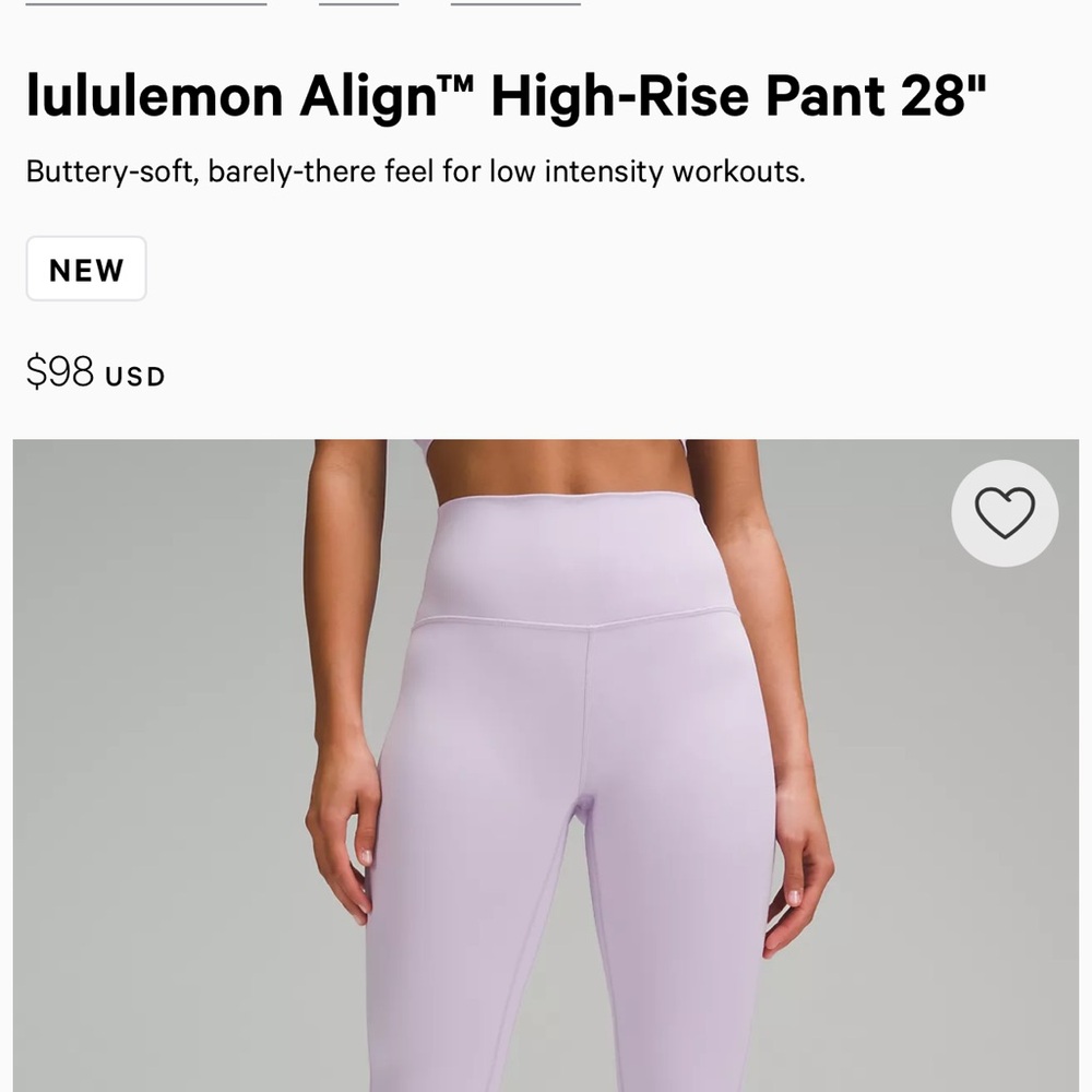 NWT lululemon Align HR leggings 28”